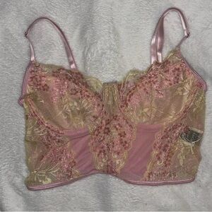Pink Lace Bralette with Adjustable Straps